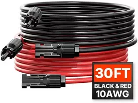Saulės baterijų prailginimo laidas su jungtimis, 10AWG, 9.14 metrų, saulės kabelis, fotovoltinis laidas