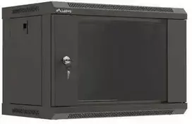 Prie sienos montuojama rack spintelė 19" 6U 540x350 juodos stiklinės durys LANBERG (plokšta pakuotė)