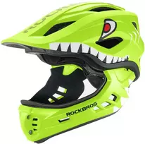 Rockbros TT-32003 „Shark“ vaikiškas dviračio šalmas su nuimamu žiočių rinkiniu, S dydis (48-52) - Žalias