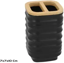 Gerimport Laikiklis ir dantų šepetėliai juoda su bambusa 7.00 x 7.00 x 10.00 BATH&GO