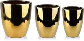 Mondex Since 1986 NEVA GOLD 3 keraminių užvalkalų rinkinys 39x39x42cm 32x32x38.5cm 26x26x35cm