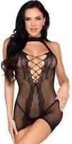 Leg Avenue Dresses Leg Avenue 81675 Halter Mesh Mini Dress Juodas - Polka Dot, One Size