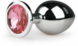 Rimba Metal Intimate Plug Sidabrinis-Rožinė Medium - Aluminum, Crystal Accent