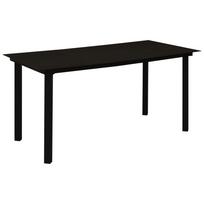 Sodo valgomojo stalas, juodas, 150x80x74cm, plienas ir stiklas