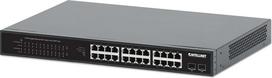 Intellinet 24-Port Gigabit Ethernet PoE+ Switch with 2 SFP Ports IEEE 802.3at/af (PoE+/PoE) Compliant, PoE Power Budget of 370 W, Two 1G SFP Open Slots, 19" Rackmount