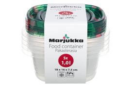 Maisto dėžučių rinkinys Marjukka, 1 l, 18 cm x 16 cm, skaidri sp./įvairių spalvų, 5 vnt.