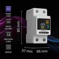 Qoltec Single-phase electronic wattmeter | energy consumption meter | DIN35 | remote control | measurement history | Wi-Fi | TUYA | Smart life