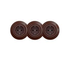 Reblig - Triguba retro stiliaus namų rozetė su SCHUKO rėmeliu 230V ruda