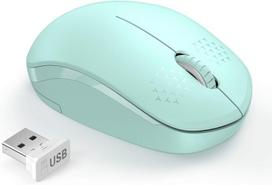 Belaidė tyli pelė, 2,4 GHz USB imtuvas, nešiojamas, skirtas Windows (mint žalia)