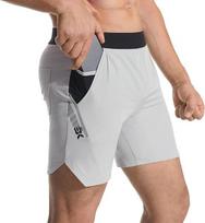 Lengvi Fitneso Vyriški Sportiniai Šortai Su Dviem Kišenėmis Brokig Šviesiai Pilki Xl, XL