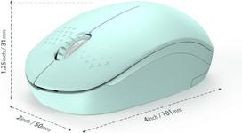 Belaidė pelė, 2,4 GHz tyli pelė su USB imtuvu, nešiojama pelė kompiuteriui, planšetiniam kompiuteriui arba nešiojamam kompiuteriui su Windows sistema (mint žalia)