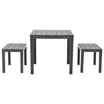 Sodo stalas，Lauko stalas su 2 suoliukais, rudos spalvos, plastikas CFE474115