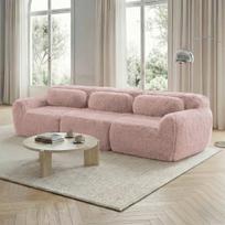 Modulinė sofa, pliušinis audinys, 32D putos, 3 vietų, rožinė