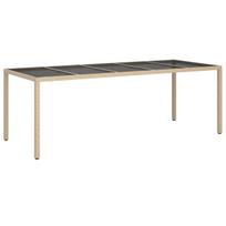Sodo stalas，Lauko stalas, smėlio spalvos, 250x100x75cm, stiklas/poliratanas CFE695735