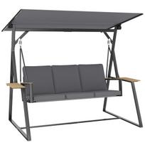 Sodo sūpynės su stogeliu metalinės 222 cm su pagalvėlėmis pilkos