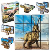Magnetinių kaladėlių 3D dėlionė Dinozaurai, 16 vnt.
