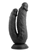Realistic Penis Double Penetration Black 21 cm