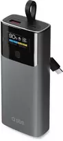 SBS 10000mAh PD 20W išorinė baterija su LCD ekranu ir integruotu USB-C laidu - pilka