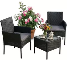 Lauko baldų komplektas Relaxdays 3 dalių rotango sodo komplektas