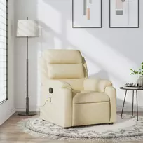 Fotelis Masažinis atlošiamas krėslas, kreminės spalvos, audinys