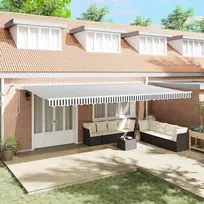 Automatinė ištraukiama markizė su LED, antracito ir baltos spalvos, 600x300 cm