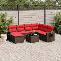 Lauko baldų komplektas 8 dalių sodo sofų komplektas su pagalvėlėmis, rudas, poliratanas