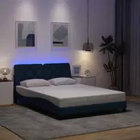 Lova Lovos rėmas su LED, be čiužinio, mėlynas, 120x200 cm, audinys