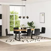 Valgomojo kėdės, 6 vnt., juodos, dirbtinė oda