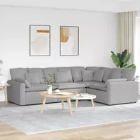 Modulinė sofa su pagalvėlėmis, audinys, debesų pilka