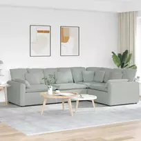 Modulinė sofa su pagalvėlėmis, aksominė, šviesiai pilka