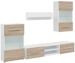 TV staliukas 5 dalių televizoriaus spintelės su LED apšvietimu, sonoma ąžuolas, inžinerinė mediena