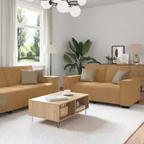 Sofa 3 dalių sofos komplektas su pagalvėlėmis, rudas aksomas