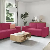 Sofa 3 dalių sofos komplektas su pagalvėlėmis, vyno raudonumo aksomas
