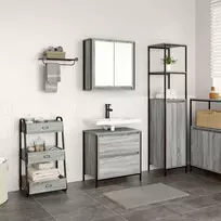 Vonios kambario baldų komplektas, 2 dalys, pilkas, sonoma, inžinerinė mediena