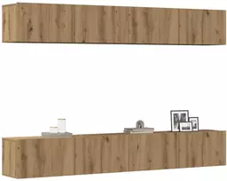 TV staliukas 4 dalių prie sienos tvirtinamas televizoriaus spintelių komplektas, ąžuolo spalvos, 100x30x30 cm