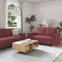 Sofa Dviejų dalių sofos komplektas su pagalvėlėmis, vyno raudonumo audinys