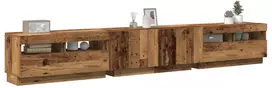 TV staliukas TV spintelė su LED lemputėmis, senovinė mediena, 260x35x40cm, inžinerinė mediena