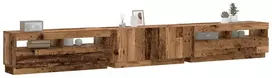 TV staliukas TV spintelė su LED lemputėmis, senovinė mediena, 300x35x40cm, inžinerinė mediena
