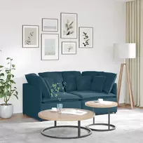 Modulinė sofa su pagalvėlėmis, aksominė, mėlyna