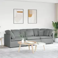Modulinė sofa su pagalvėlėmis, audinys, šviesiai pilka