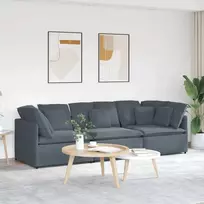 Modulinė sofa su pagalvėlėmis, aksominė, tamsiai pilka