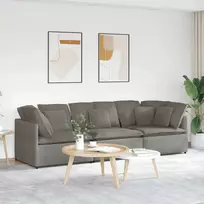Modulinė sofa su pagalvėlėmis, šviesiai pilka, velvetas, audinys