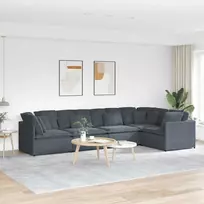 Modulinė sofa su pagalvėlėmis, aksominė, tamsiai pilka