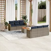 Lauko baldų komplektas 7 dalių sodo sofų komplektas su pagalvėlėmis, pilkas, poliratanas