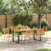Lauko baldų komplektas Sodo valgomojo komplektas 7 pcs Smėlio Kietos akacijos mediena