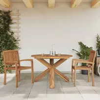 Sodo stalas, Ø109x74 cm, tikmedžio masyvas
