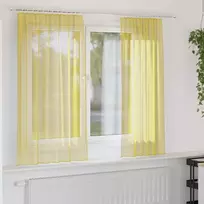 Voilės užuolaidos su kišenėmis karnizui, 2 vnt., geltonos