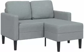 Dvivietė sofa su šezlongu, L formos, šviesiai pilka, 125 cm, audinys