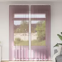 Voilės užuolaidos su kišenėmis karnizui, 2 vnt., violetinės