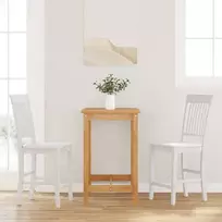 Baro kėdės, 2 vnt., baltos, masyvi mediena, guma